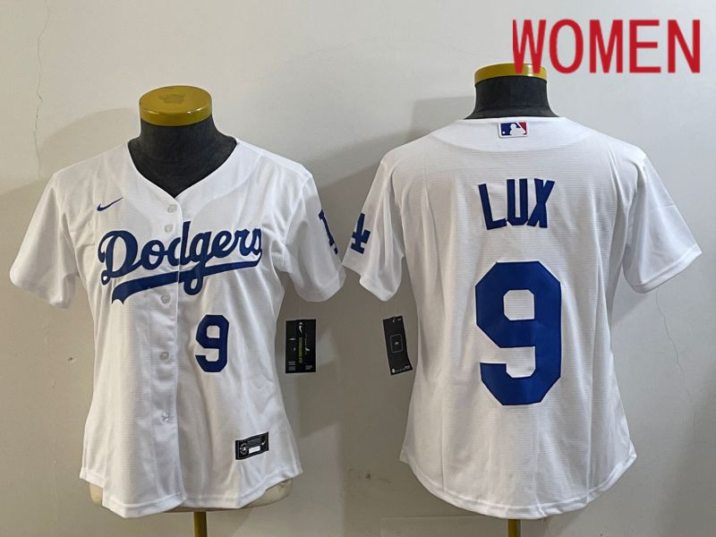 Women Los Angeles Dodgers #9 Lux White Game 2024 Nike MLB Jersey style 4